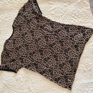 Vintage Black and Nude Lace Top